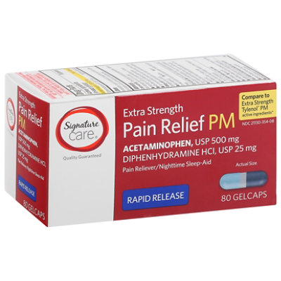 Signature Select/Care Pain Relief PM Gelcap Acetaminophen 500mg Rapid Release Aspirin Free - 80 Count - Image 1