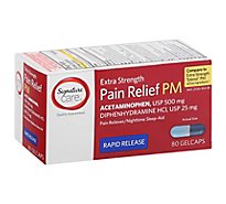 Signature Care Pain Relief PM Gelcap Acetaminophen 500mg Rapid Release Aspirin Free - 80 Count