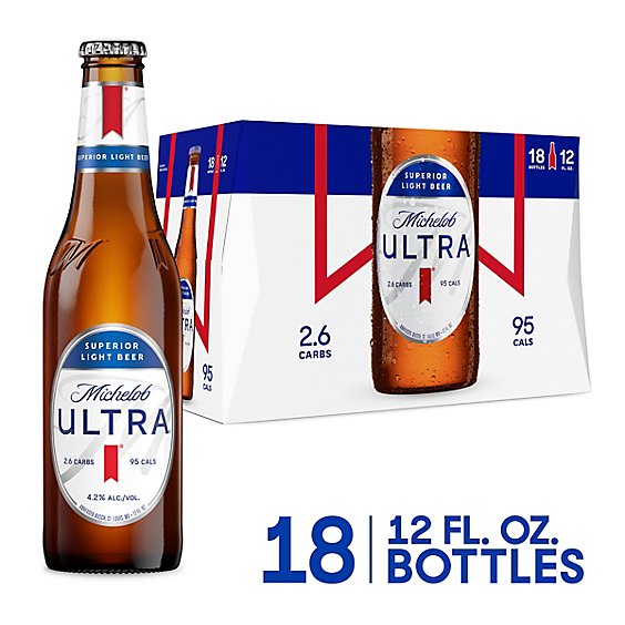 Michelob Ultra Light Beer Bottles - 18-12 Fl. Oz.