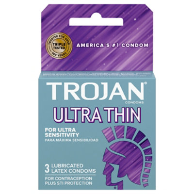 Trojan Ultra Thin Lubricated Condoms Pack - 3 Count pic picture