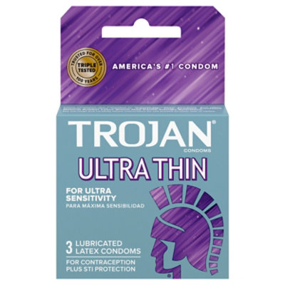 Trojan Ultra Thin Lubricated Condoms - 6-3 Count - Image 3