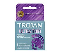 Trojan Sensitivity Condoms Premium Latex Ultra Thin Lubricant - 3 Count