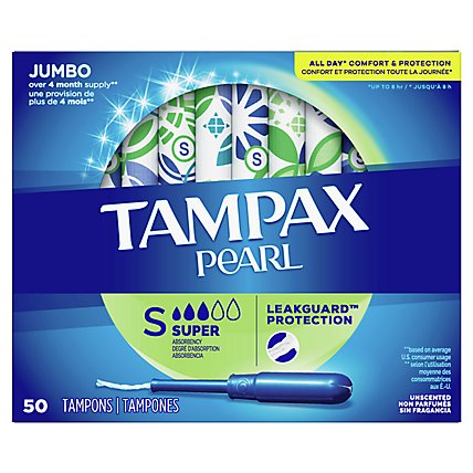 Tampax Pearl Tampons Super Absorbency - 50 Count - Image 2