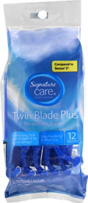 Signature Select/Care Razor Disposable Twin Blade Plus With Lubricating Strip - 12 Count - Image 2