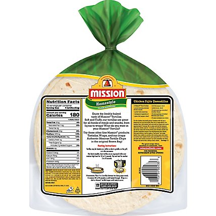 Mission Tortillas Flour Homestyle Soft & Fluffy Bag 10 Count - 22.5 Oz - Image 6