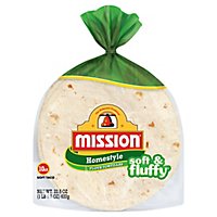 Mission Tortillas Flour Homestyle Soft & Fluffy Bag 10 Count - 22.5 Oz - Image 1