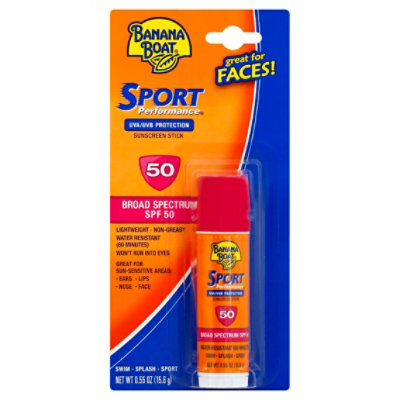 Banana Boat Sport Performance Sunscreen Stick Broad Spectrum SPF 50 - 0 ...