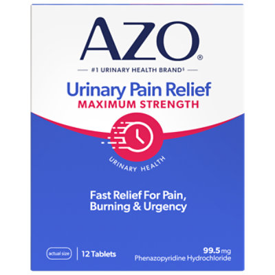 AZO Maximum Strength Burning & Urgency Urinary Pain Relief Tablet - 12 Count