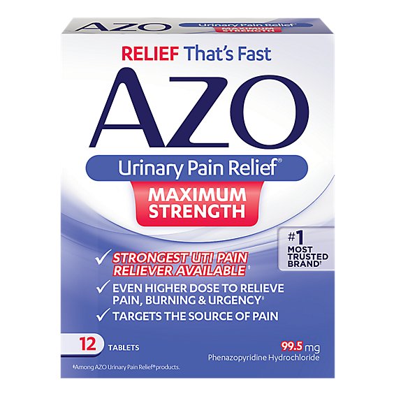 AZO Urinary Pain Relief Maximum Strength Tablets - 12 Count