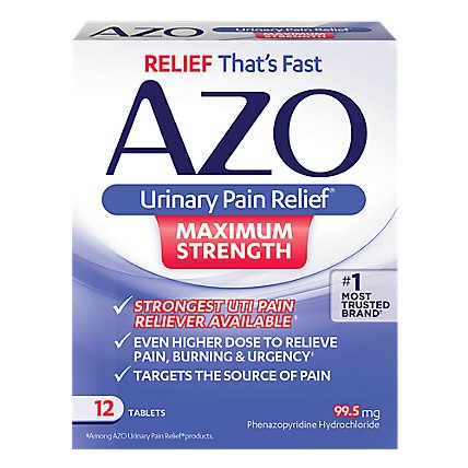 AZO Urinary Pain Relief Maximum Strength Tablets - 12 Count - Image 1