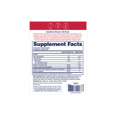 AZO Cranberry Supplement Urinary Tract Health Caplets - 50 Count - Image 2