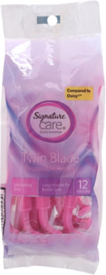 Signature Select/Care Razor Disposable Twin Blade With Lubricating Strip - 12 Count - Image 2