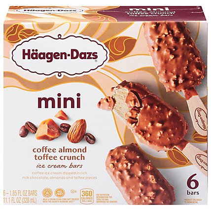 Haagen-Dazs Ice Cream Bars Coffee Almond Crunch Snack Size - 6-1.85 Oz - Image 3