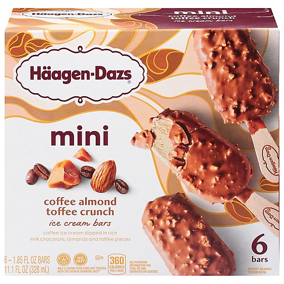 Haagen-Dazs Ice Cream Bars Coffee Almond Crunch Snack Size - 6-1.85 Oz