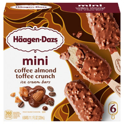 Haagen-Dazs Ice Cream Bars Coffee Almond Crunch Snack Size - 6-1.85 Oz