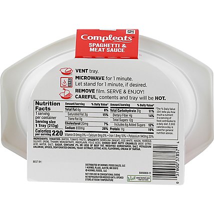 Hormel Compleats Microwave Meals Comfort Classics Spaghetti & Meat Sauce - 7.5 Oz - Image 6