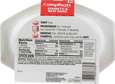 Hormel Compleats Microwave Meals Comfort Classics Spaghetti & Meat Sauce - 7.5 Oz - Image 6