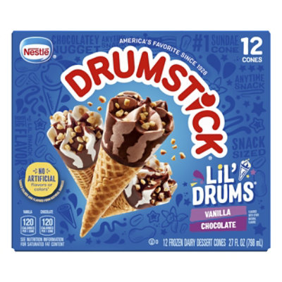 Drumstick Lil Drums Vanilla And Chocolate With Chocolatey Swirls Cones - 12 Count - Image 2