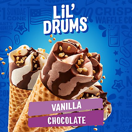 Drumstick Frozen Dairy Dessert Cones Lil Drums Vanilla & Chocolate 12 Cones - 27 Fl. Oz. - Image 1
