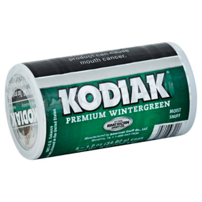 Kodiak Moist Snuff, Premium Wintergreen, Chewing Tobacco