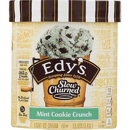 Dreyers Edys Ice Cream Slow Churned Light Mint Cookie Crunch - 1.5 Quart - Image 2