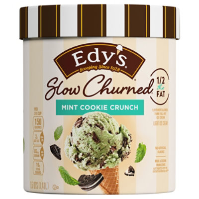Dreyers Edys Ice Cream Slow Churned Light Mint Cookie Crunch - 1.5 Quart