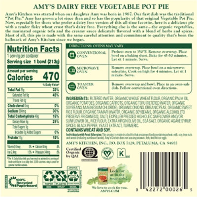 Amys Pot Pie Vegetable Non-Dairy - 7.5 Oz - Image 6