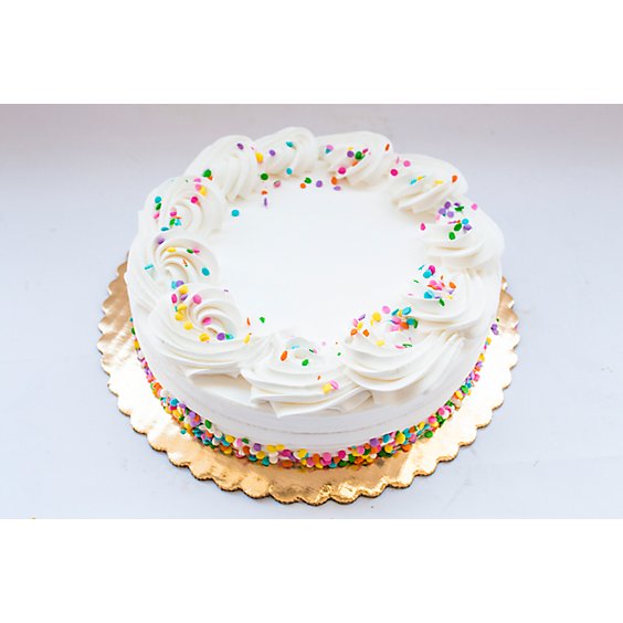 Bakery Cake White Decorated 1 Layer - Each