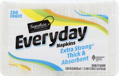 Signature SELECT Napkins 1 Ply Everyday Extra Strong Thick & Absorbent Wrap - 200 Count - Image 2