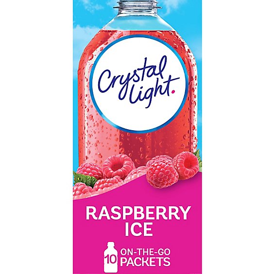 Crystal Light Raspberry Ice Artificially Flavored Powdered Drink Mix On the Go Packets - 10 Count