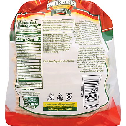 Guerrero Tortillas Corn White Maiz Blanco Bag 80 Count - 73.2 Oz - Image 6