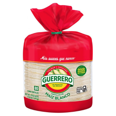 Guerrero Tortillas Corn White Maiz Blanco Bag 80 Count - 73.2 Oz - Image 1