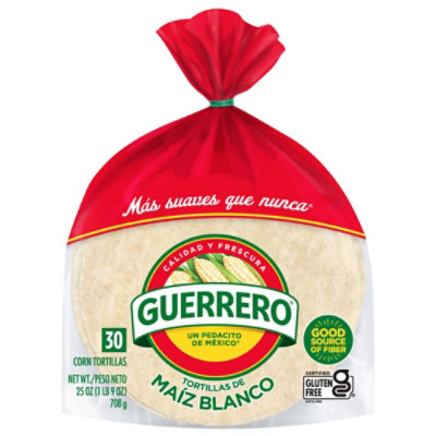 Guerrero Tortillas Corn White Maiz Blanco Bag 30 Count - 27.5 Oz - Image 2