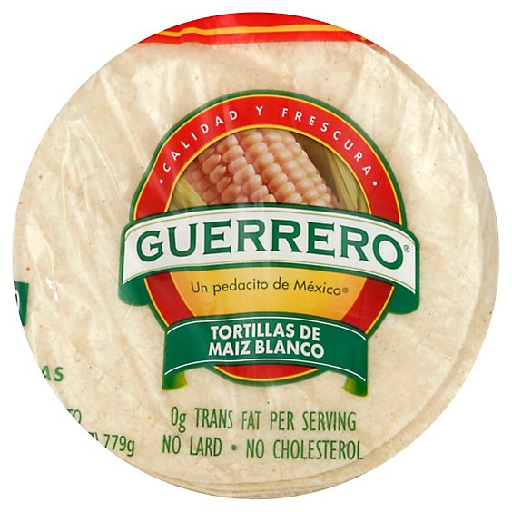 Guerrero Tortillas Corn White Maiz Blanco Bag 30 Count - 27.5 Oz