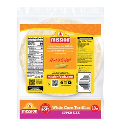 Mission Tortillas Corn White Super Soft Super Size Bag 10 Count - 10.84 Oz - Image 2