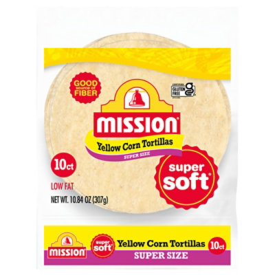 Mission Tortillas Corn Yellow Super Soft Super Size 10 Count - 10.84 Oz - Image 1