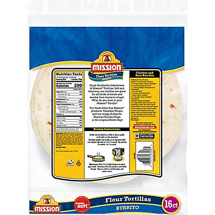 Mission Tortillas Flour Burrito Large Super Soft Bag 16 Count - 40 Oz - Image 3