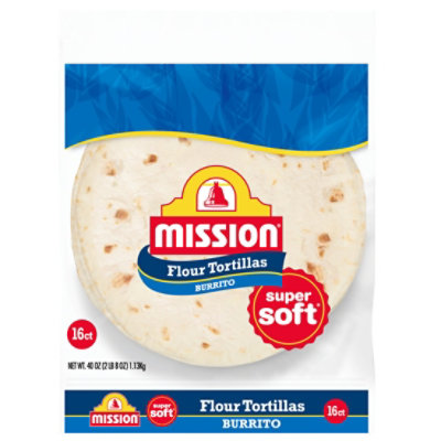 Mission Tortillas Flour Burrito Large Super Soft Bag 16 Count - 40 Oz - Image 1