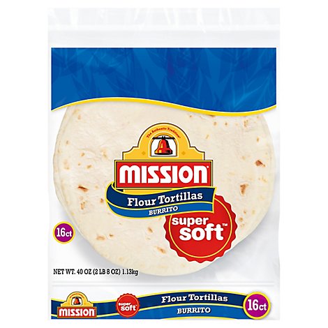 Mission Tortillas Flour Burrito Large Super Soft Bag 16 Count - 40 Oz