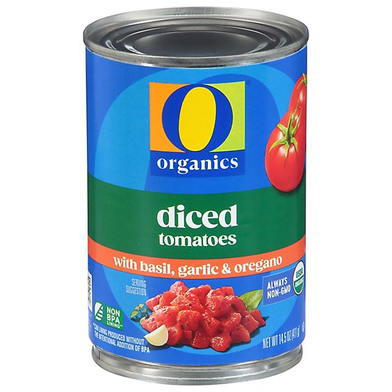 O Organics Organic Tomatoes Diced In Tomato Juice With Basil Garlic & Oregano - 14.5 Oz