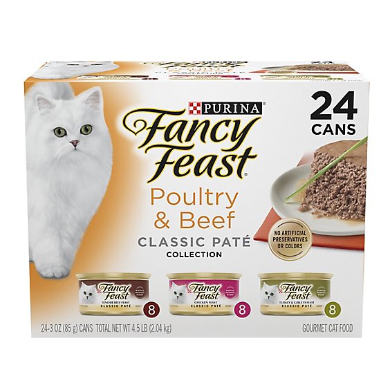 Fancy Feast Beef Pate Wet Cat Food Pack - 24-3 Oz