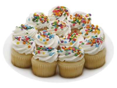 Bakery Cupcake Whites With Sprinkles 12 Count – Each - Safeway