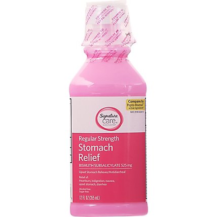 Signature Care Stomach Relief Regular Strength Bismuth Subsalicylate 525mg - 12 Fl. Oz. - Image 2