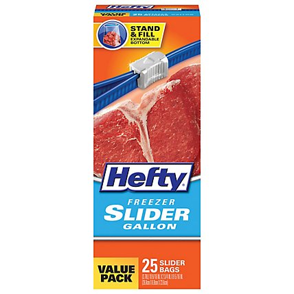 Pack of 2, 112 Count Total 56 Count Gallon Size Hefty Slider Freezer Storage Bags 