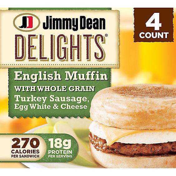 Jimmy Dean Delights Turkey Sausage Egg White & Cheese English Muffin Sandwiches - 4 Count