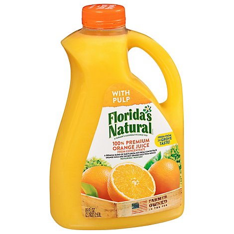 Floridas Natural Juice Orange with Some Pulp Home Squeezed Style Chilled - 89 Fl. Oz.