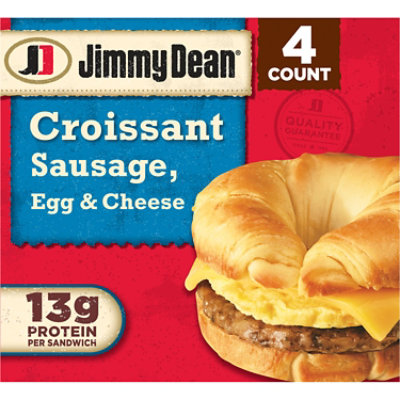Jimmy Dean Croissant Breakfast Sandwiches with Sausage Egg & Cheese Frozen - 4 Count