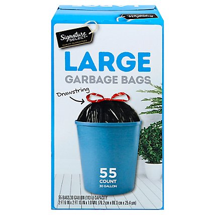 Signature SELECT Large Trash Bags With Drawstring 30 Gallon - 55 Count - Image 3
