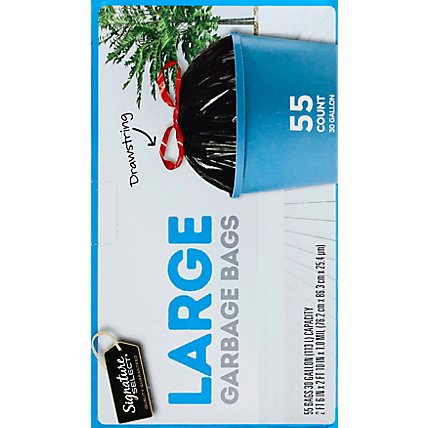 Signature SELECT Large Trash Bags With Drawstring 30 Gallon - 55 Count - Image 4