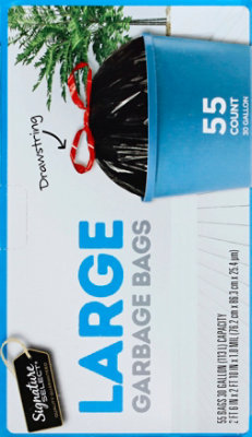 Signature SELECT Large Trash Bags With Drawstring 30 Gallon - 55 Count - Image 4